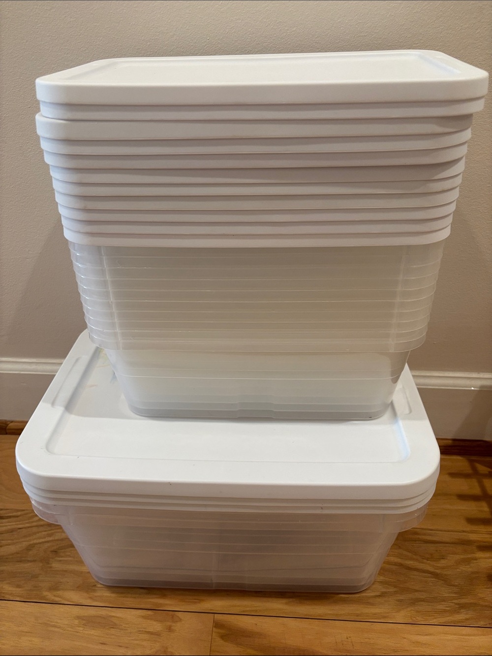 FINAL MARKDOWN! Target White Stackable Clear Plastic Storage Bin with Lid set